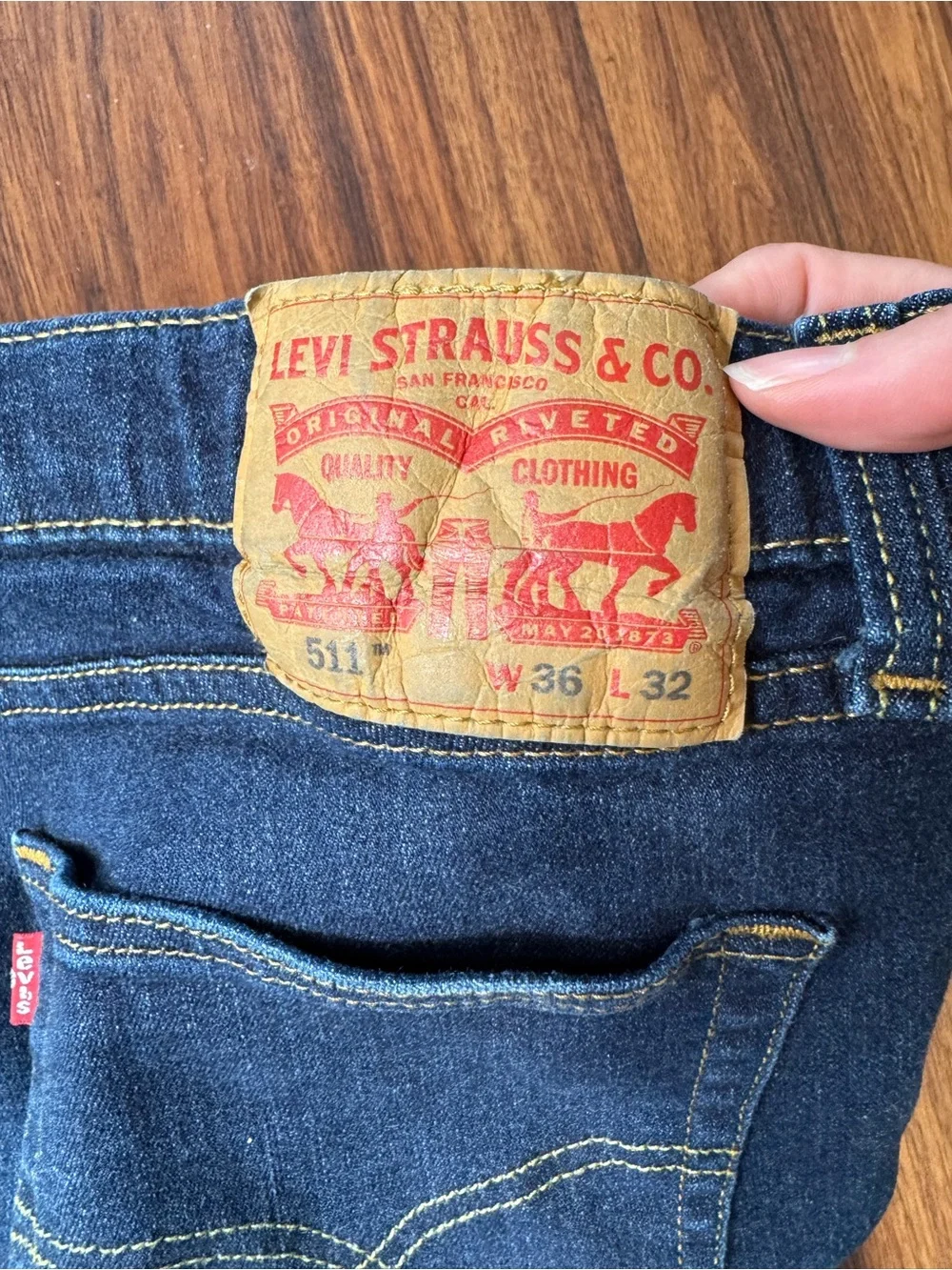 Levi’s 511 Jeans Men's 36X32 Blue Denim Straight Leg Waistband 5-Pocket Design